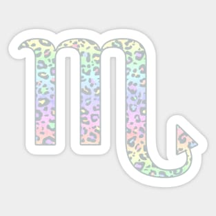 Scorpio Zodiac Horoscope Symbol in Pastel Rainbow Leopard Print Sticker